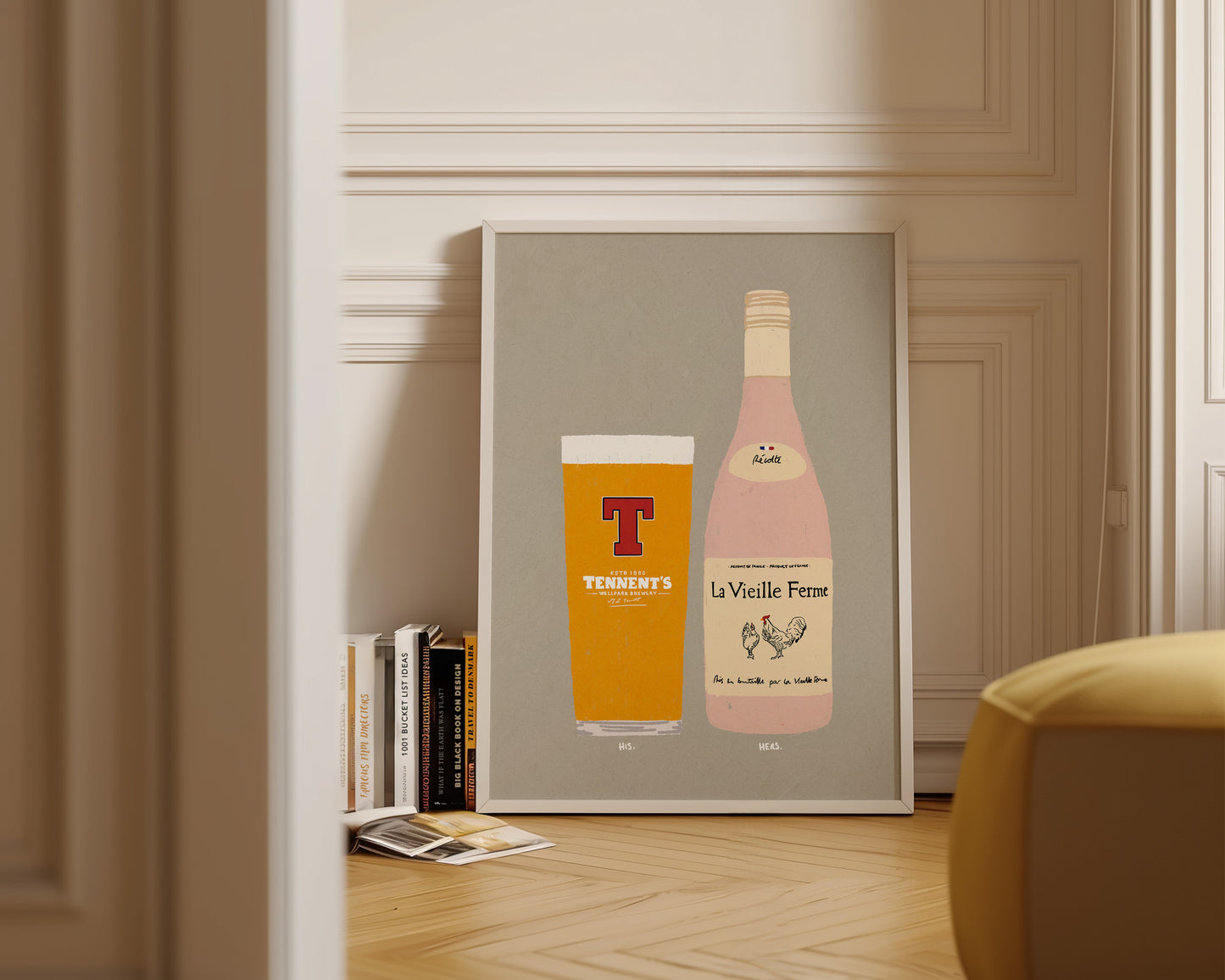 Tennents & Chicken Wine Print
