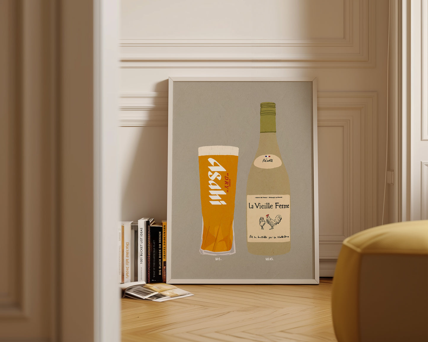 Asahi & White Chicken Wine Print