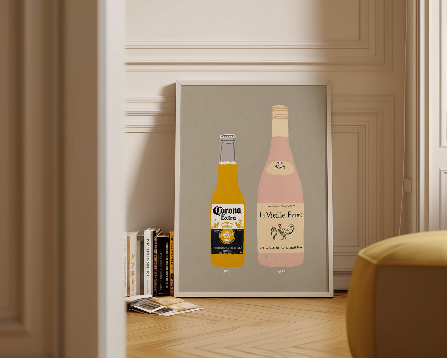 Corona & Chicken Wine Print