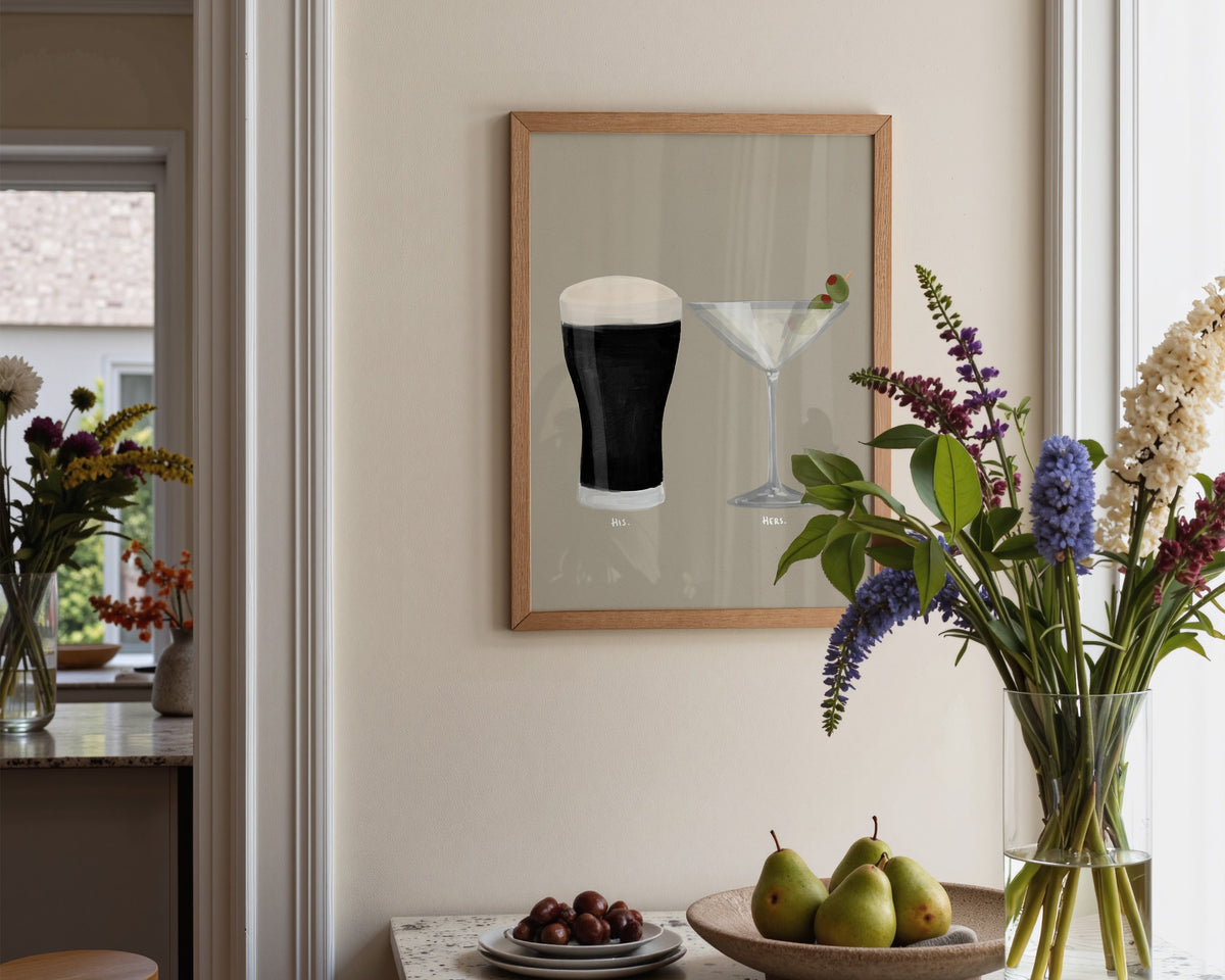 Black Stout & Dirty Martini Couples Drink Print