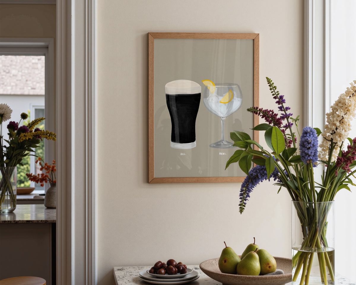 Black Stout & G&T Couples Drink Print