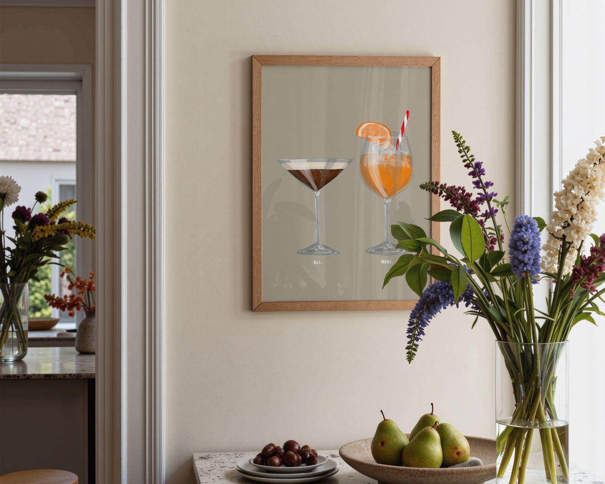 Espresso Martini & Aperol Spritz Couples Drink Print