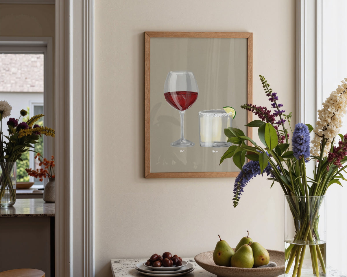 Red Wine & Margarita Couples Drink Print