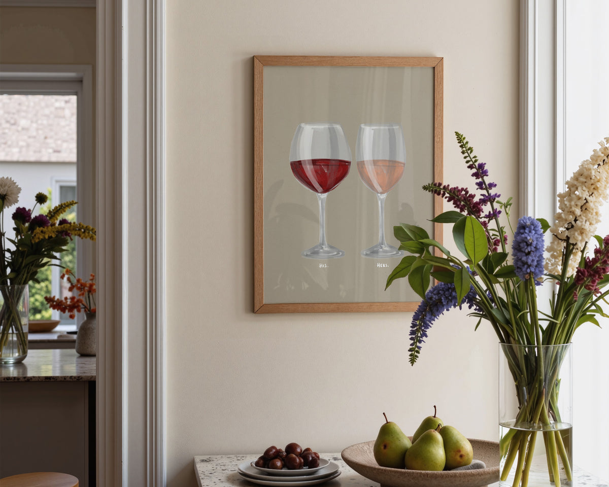 Red Wine & Rose Wine Couples Drink Print