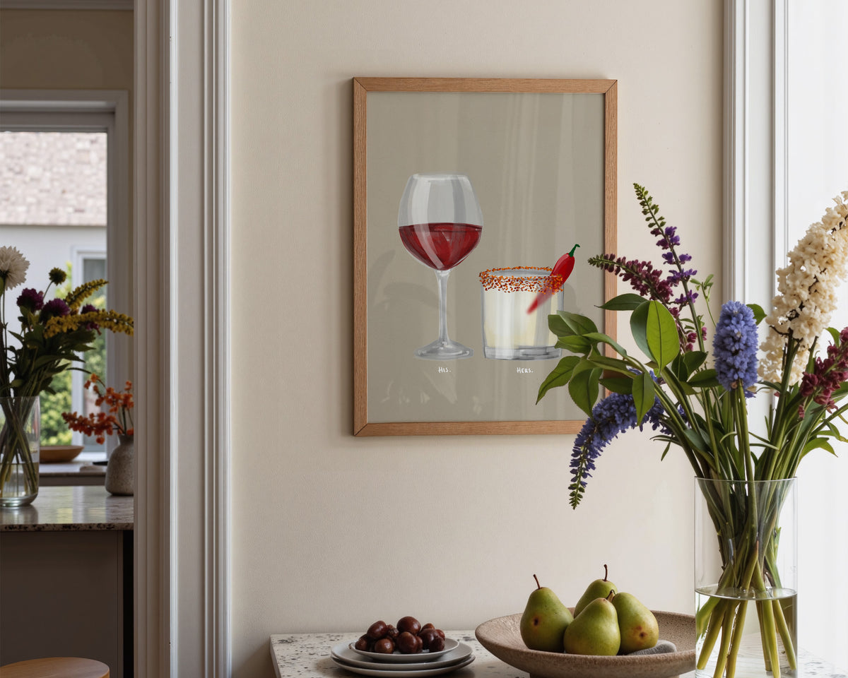 Red Wine & Spicy Margarita Couples Drink Print