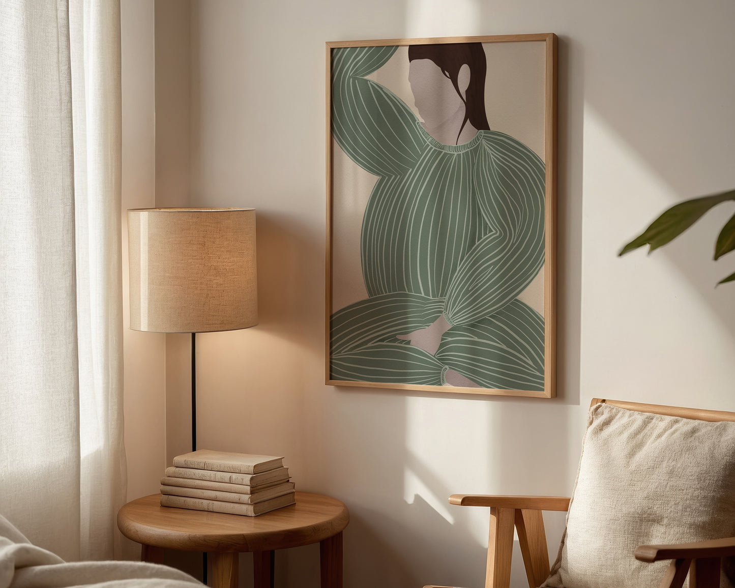 Green Striped Lady No. 2 Art Wall Art Print