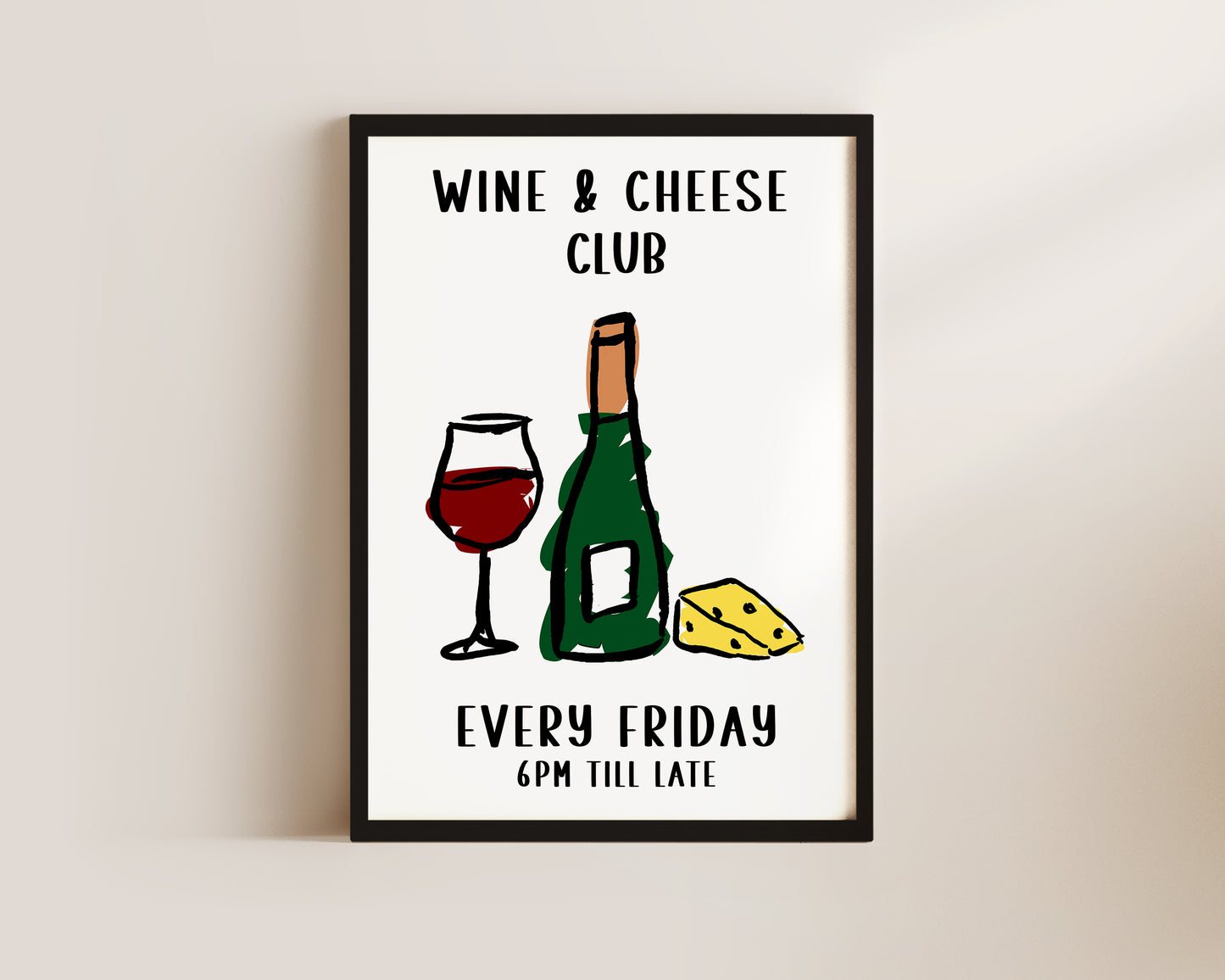 Wine And Cheese Club Wall Art Print