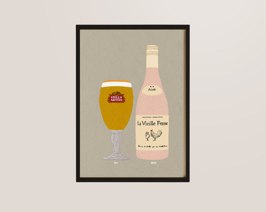 Stella Artois & Chicken Wine Print