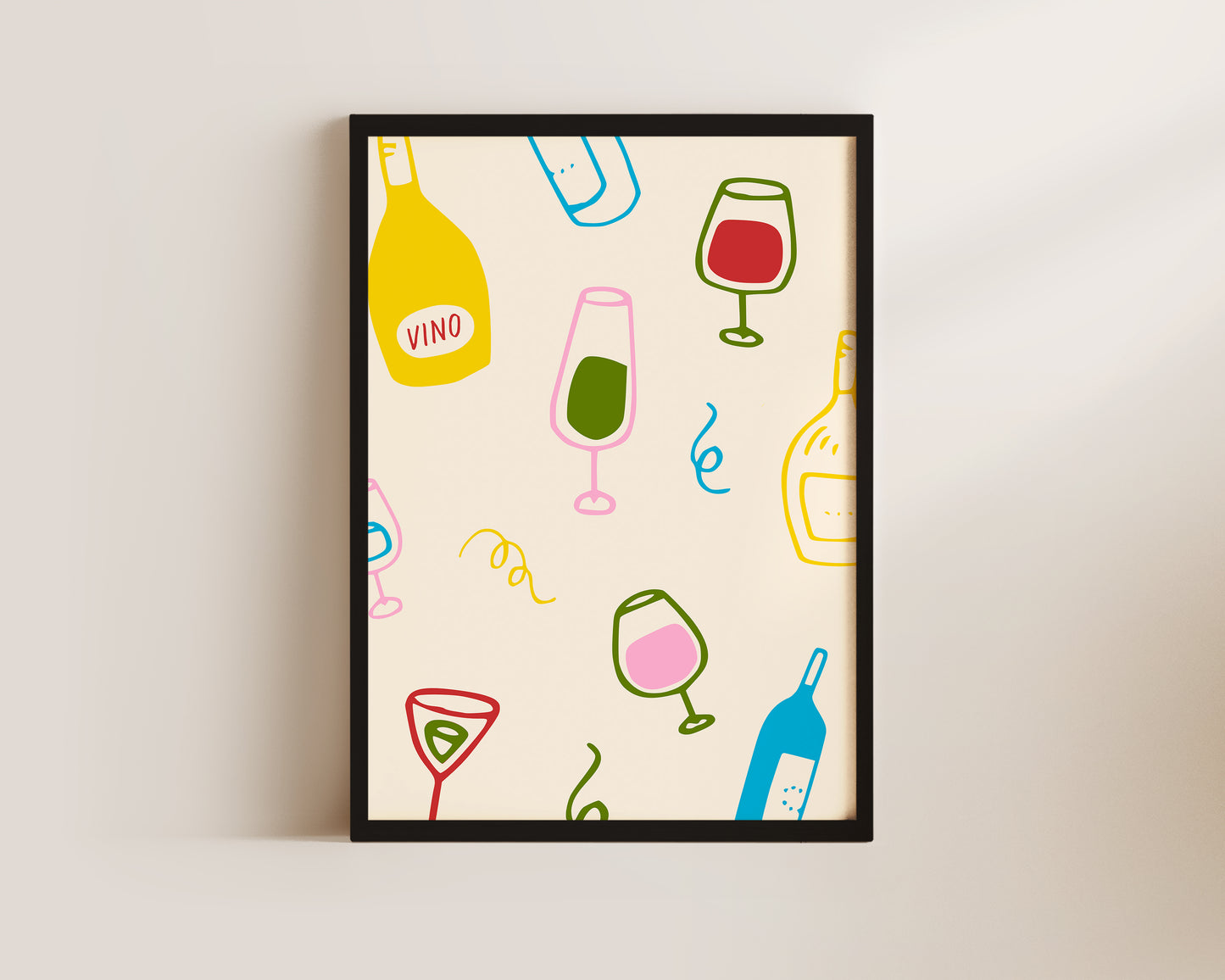 Colourful Wine Glass Wall Art Print