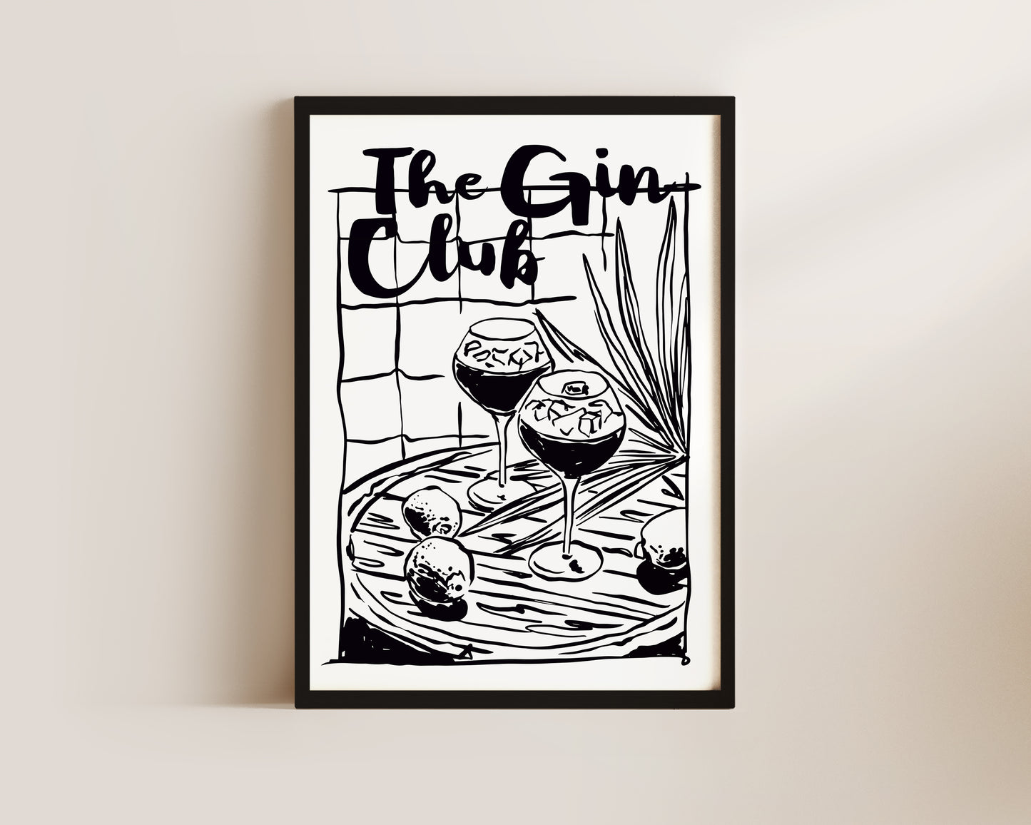 The Gin Club In Black Wall Art Print