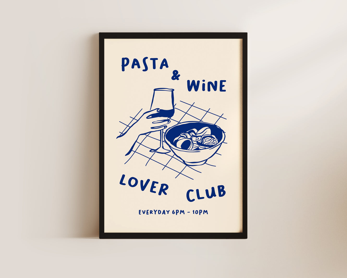 Pasta & Wine Lover Club Wall Art Print