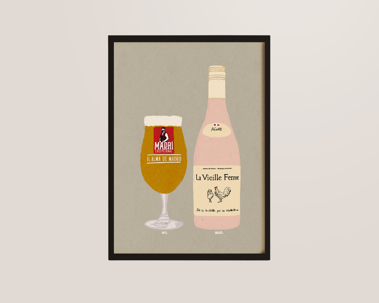 Madri & Chicken Wine Print