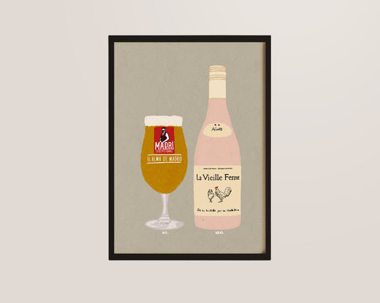 Madri & Chicken Wine Print