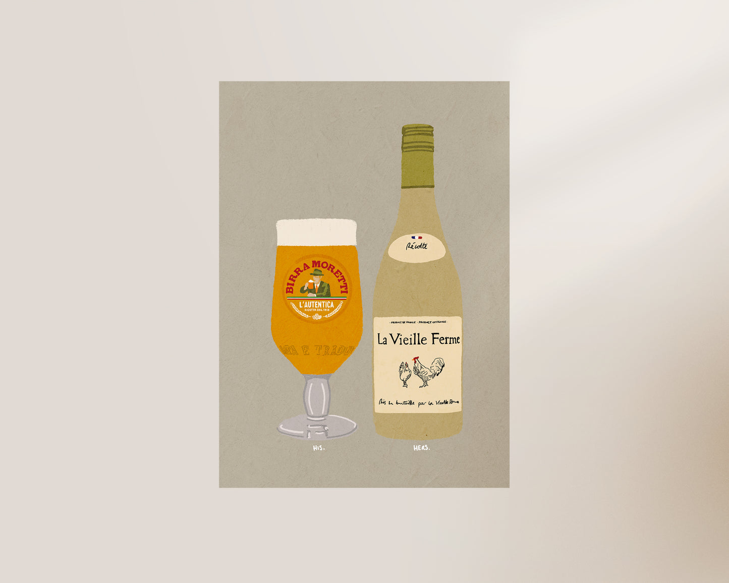 Birra Moretti & White Chicken Wine Print