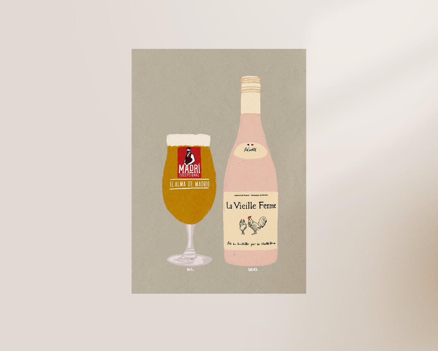 Madri & Chicken Wine Print
