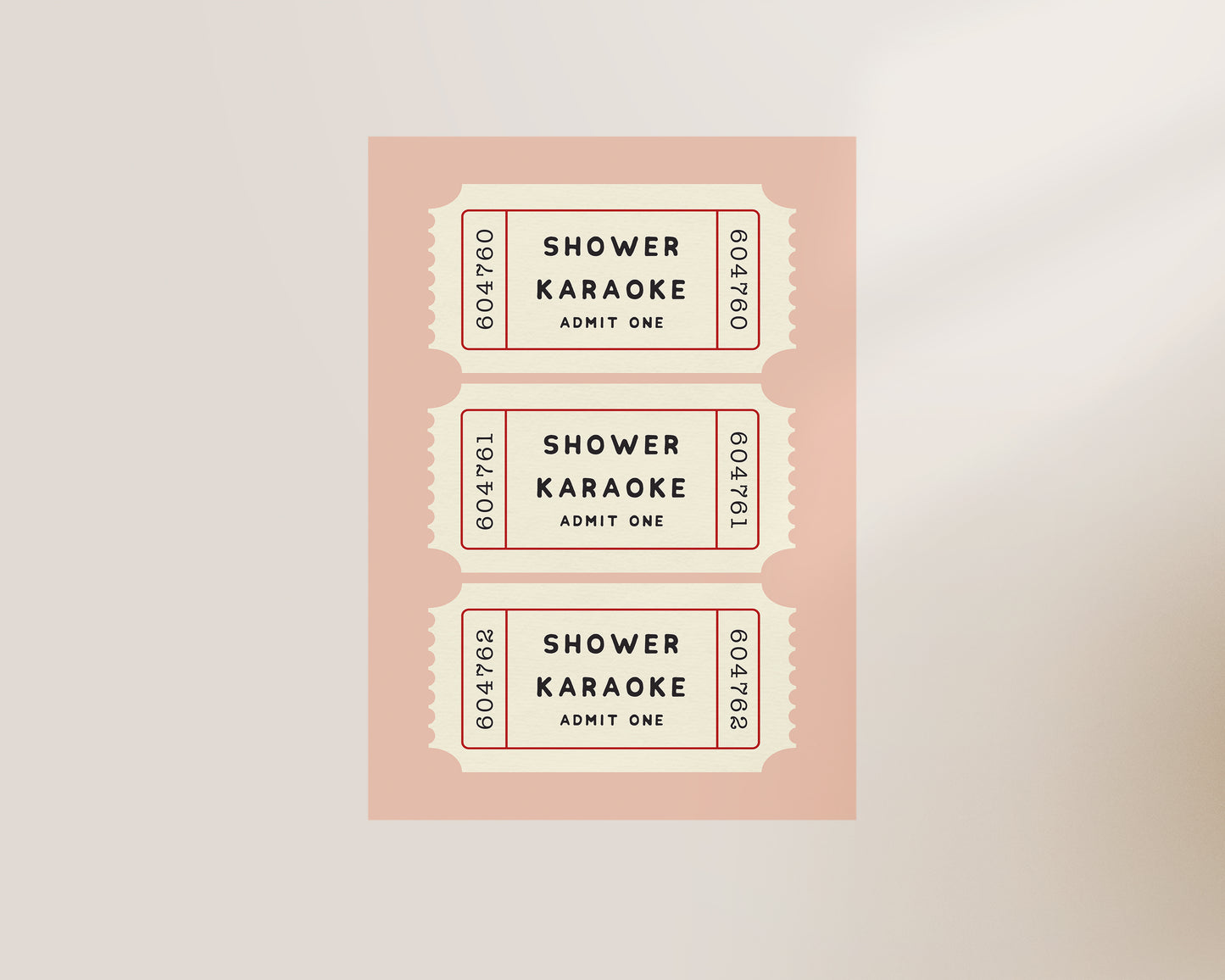 Shower Karaoke Raffle Ticket