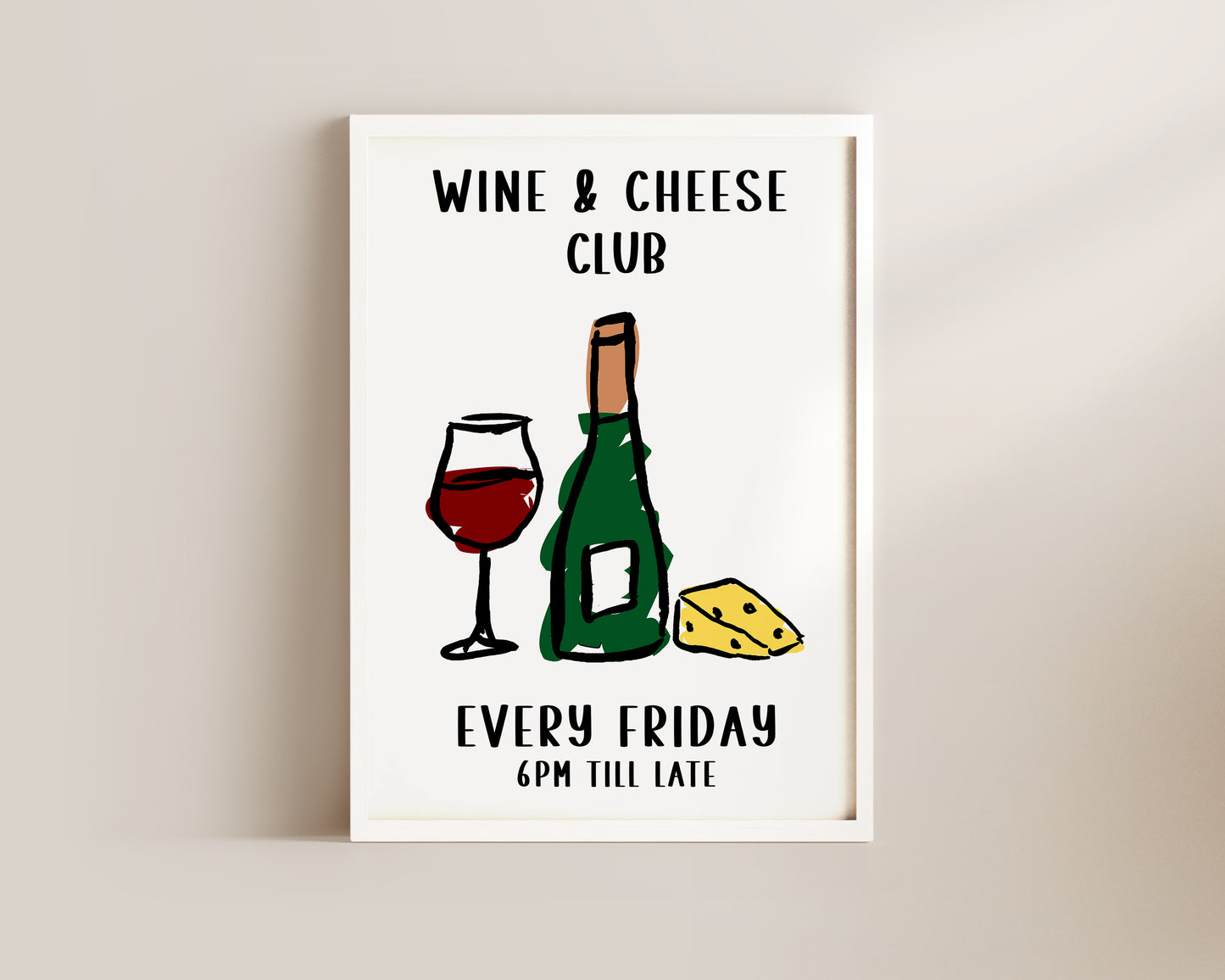 Wine And Cheese Club Wall Art Print