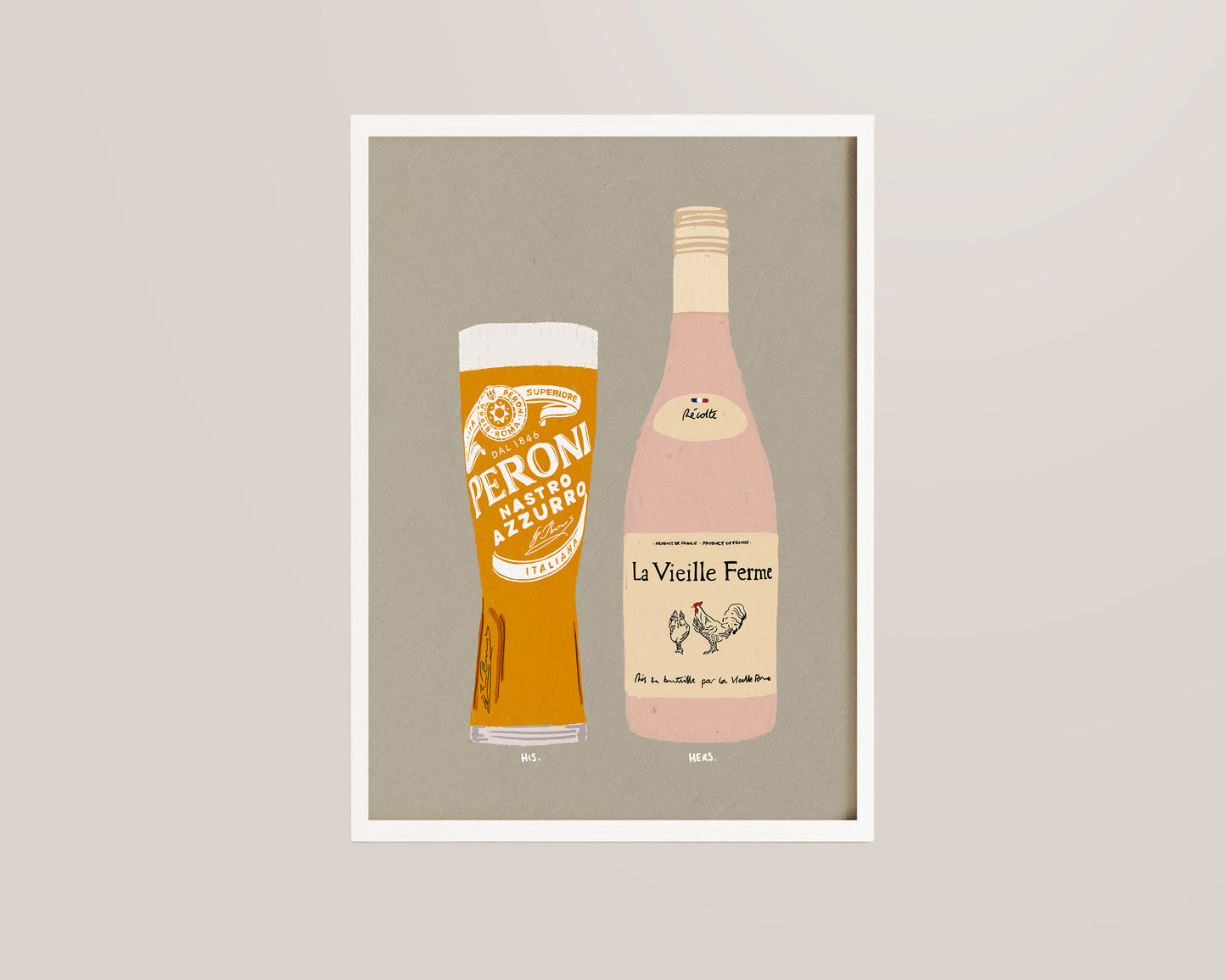 Peroni & Chicken Wine Print