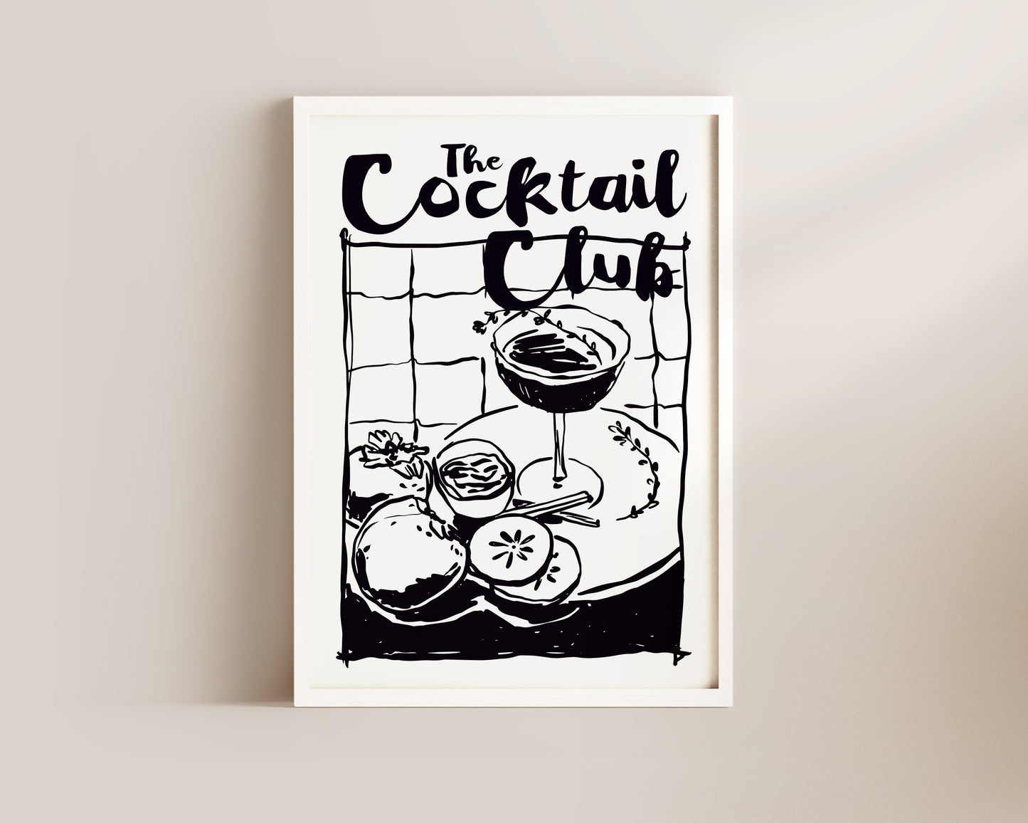 The Cocktail Club In Black Wall Art Print