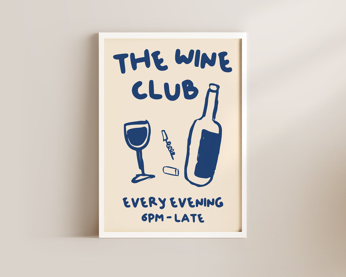 The Wine Club In Blue Wall Art Print