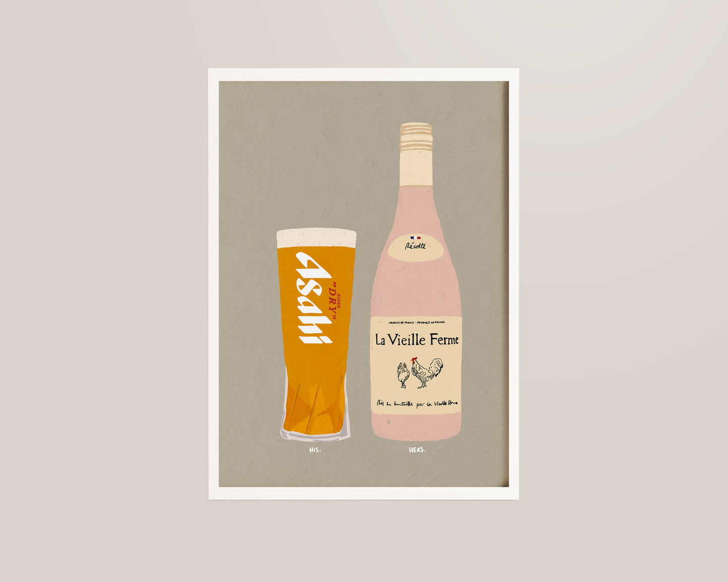 Asahi & Chicken Wine Print
