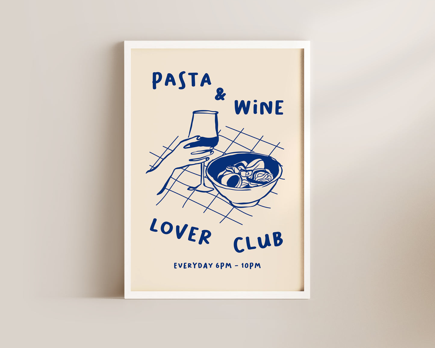 Pasta & Wine Lover Club Wall Art Print