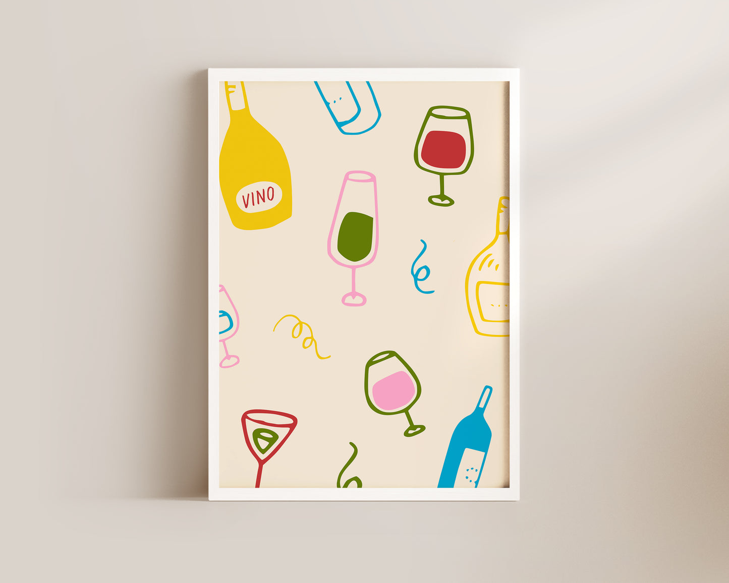 Colourful Wine Glass Wall Art Print