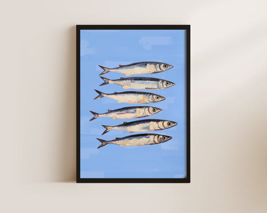 Blue Sardines Art Wall Art Print