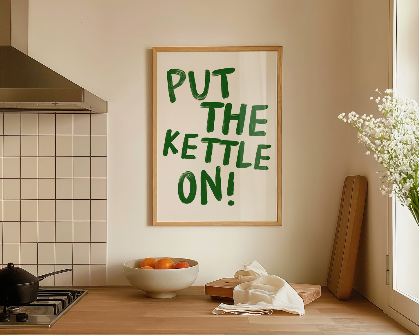 Put The Kettle On Print In Green