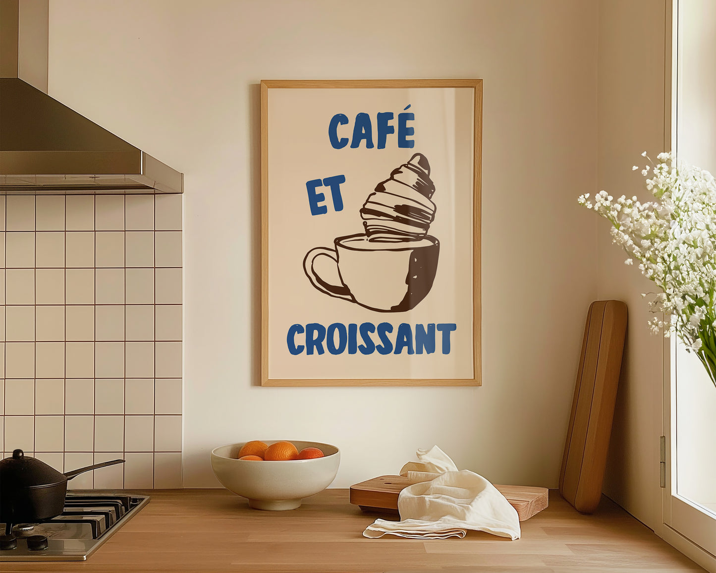 Cafe Et Croissant Wall Art Print