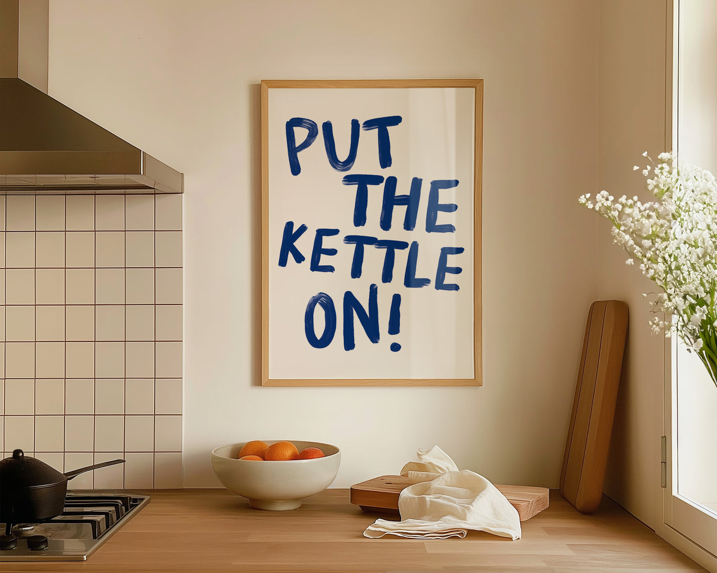 Put The Kettle On Print In Blue
