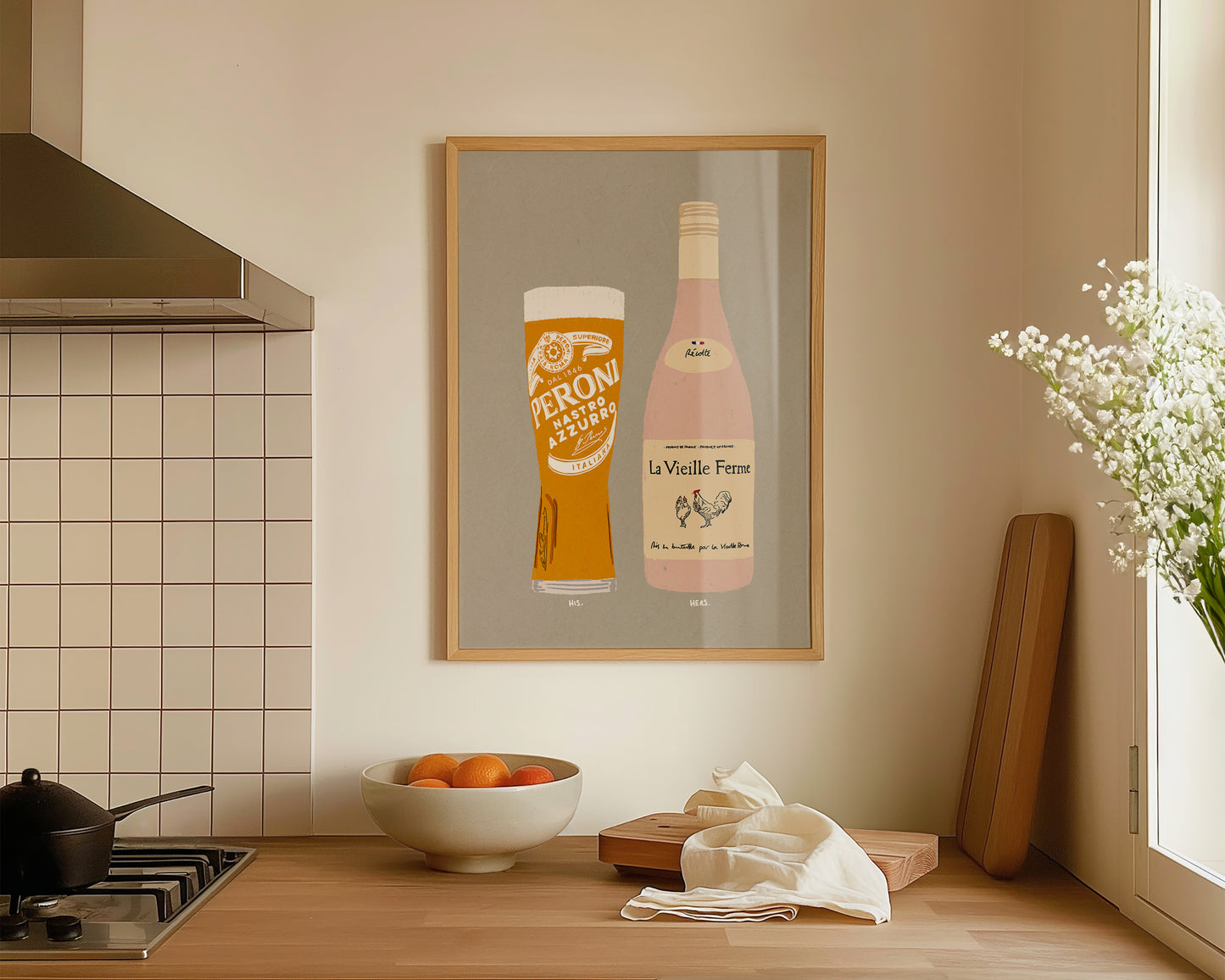 Peroni & Chicken Wine Print