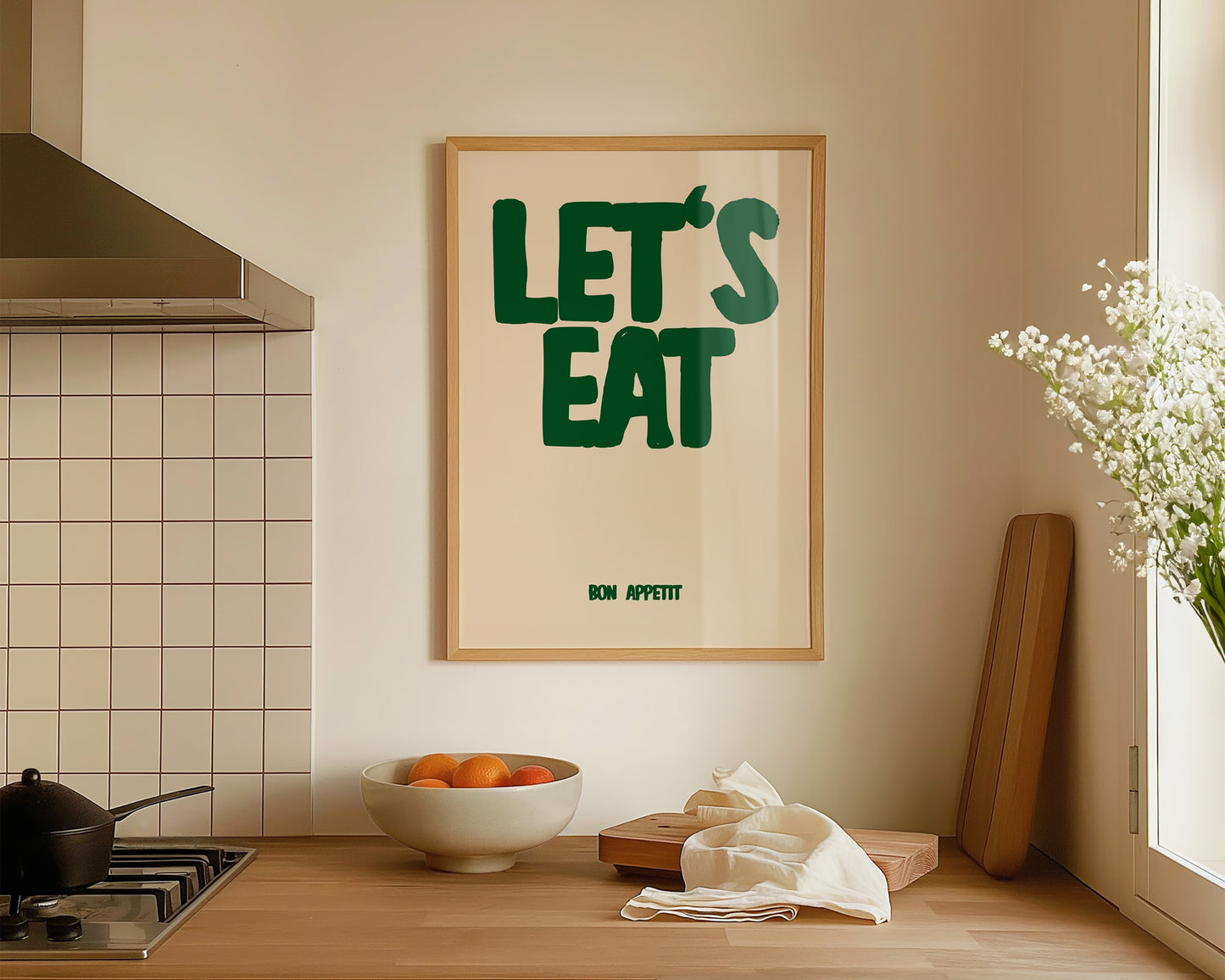 Let's Eat Green Kitchen Wall Art Print