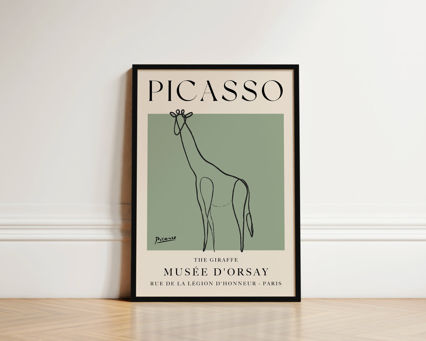 Picasso The Giraffe Art Wall Art Print In Green