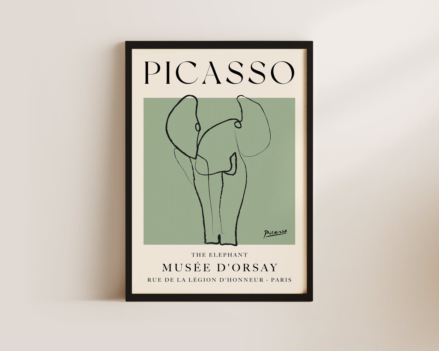 Picasso The Elephant Art Wall Art Print In Green