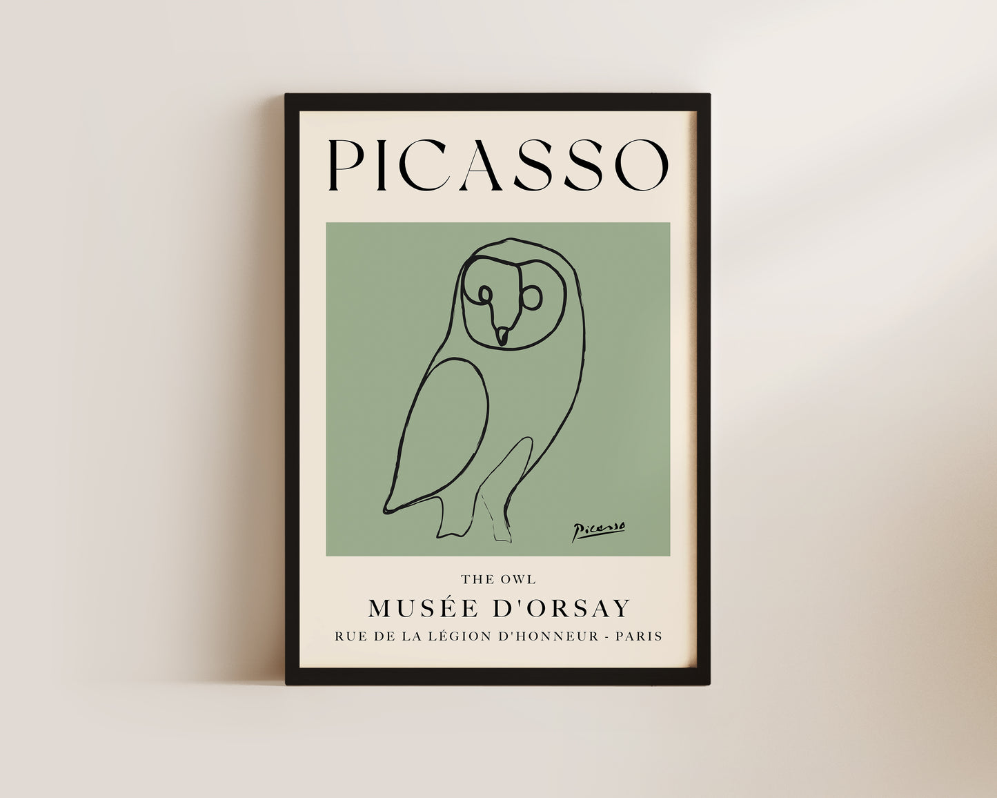 Picasso The Owl Art Wall Art Print In Green