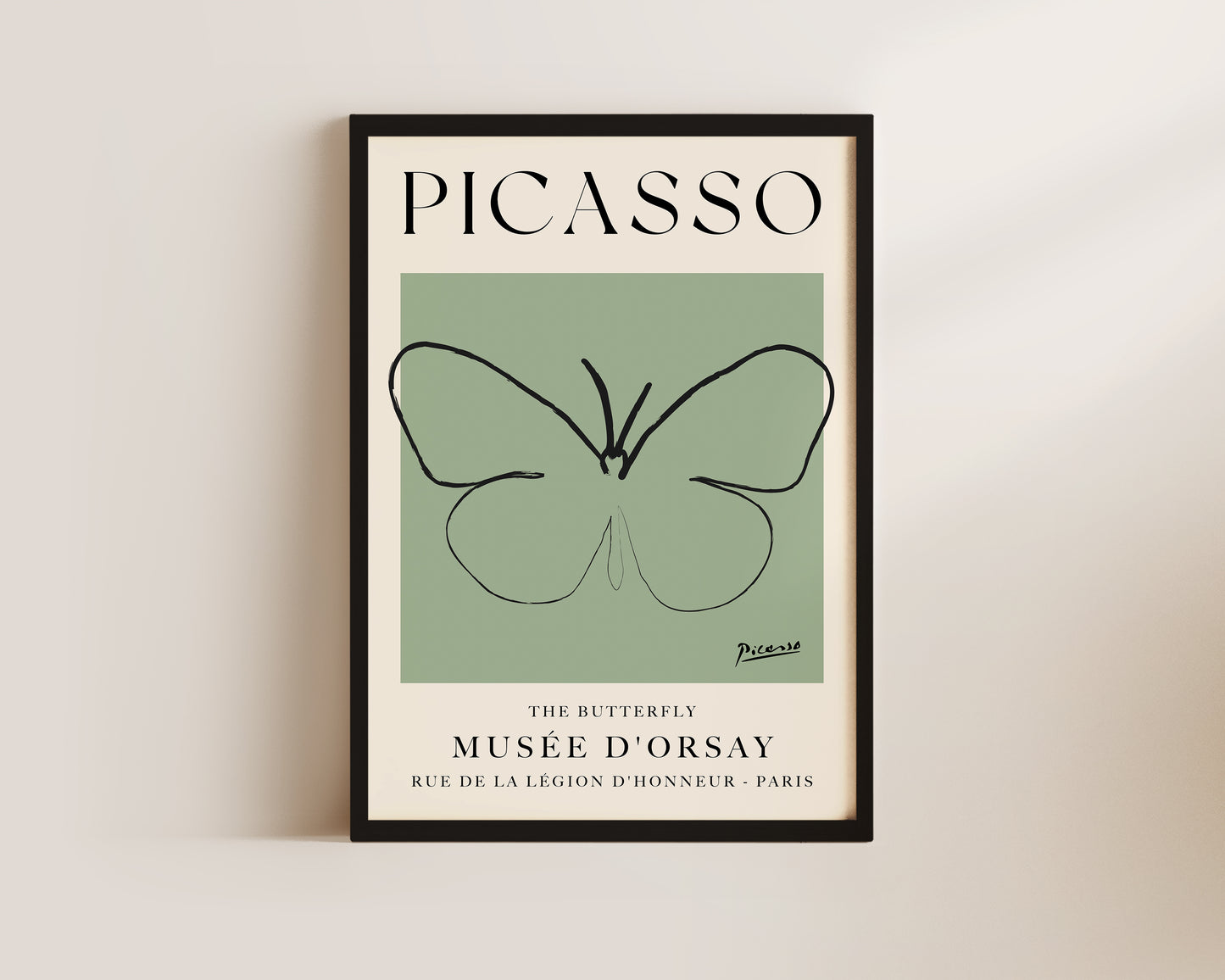 Picasso The Butterfly Art Wall Art Print In Green