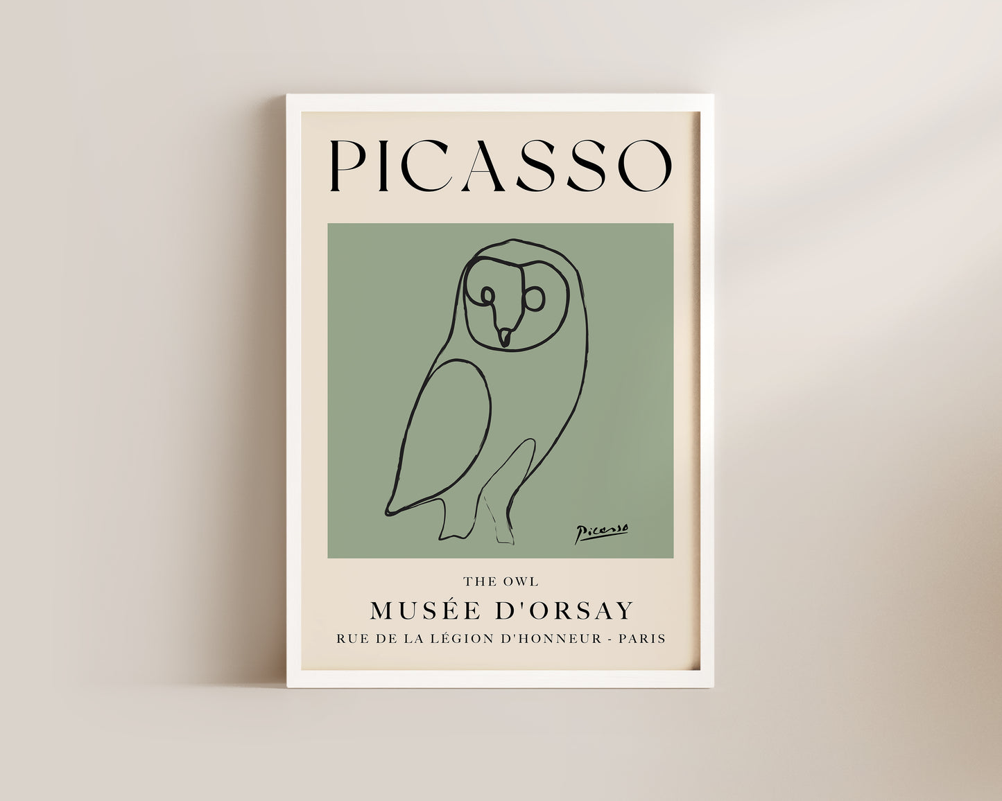 Picasso The Owl Art Wall Art Print In Green