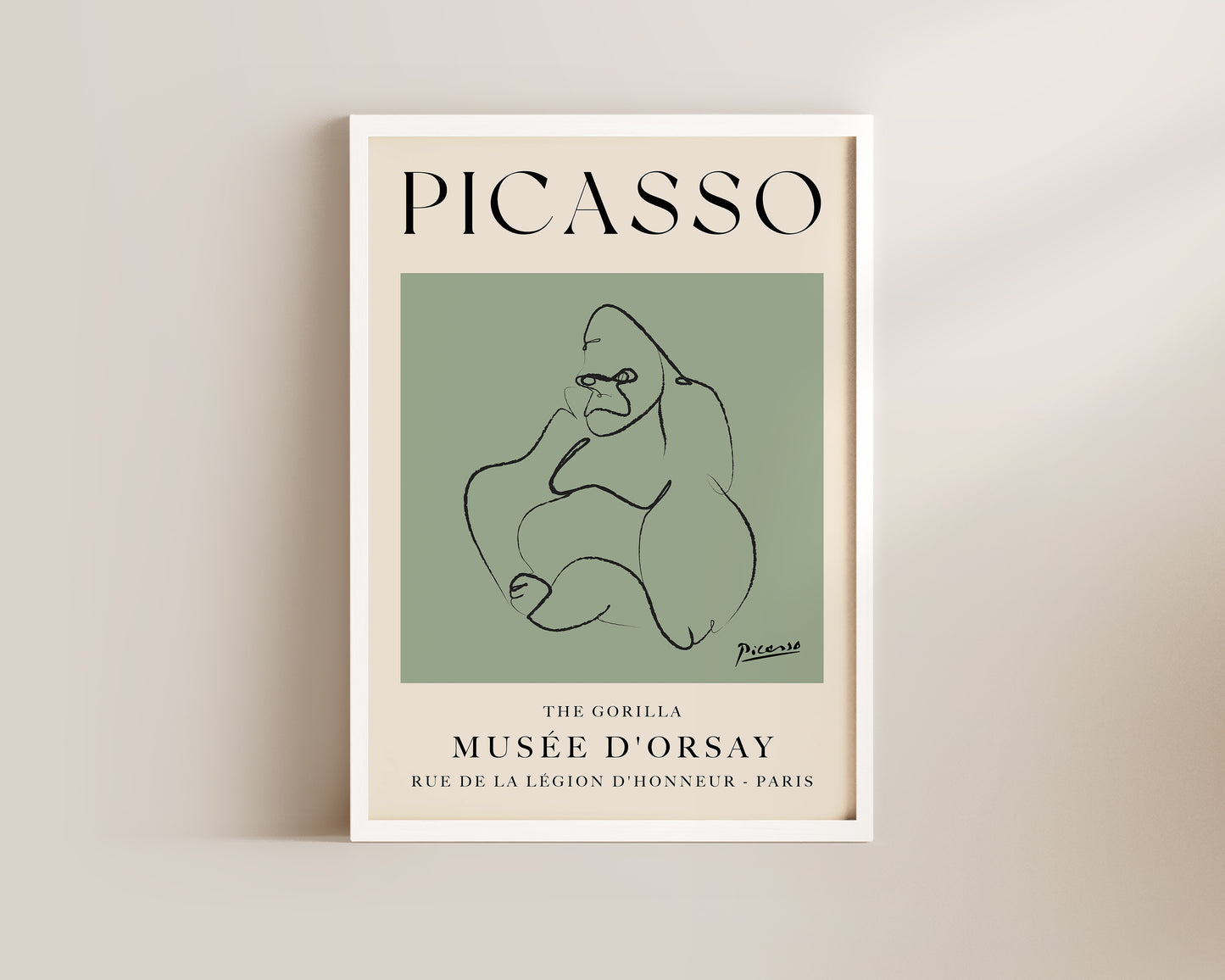 Picasso The Gorilla Art Wall Art Print In Green