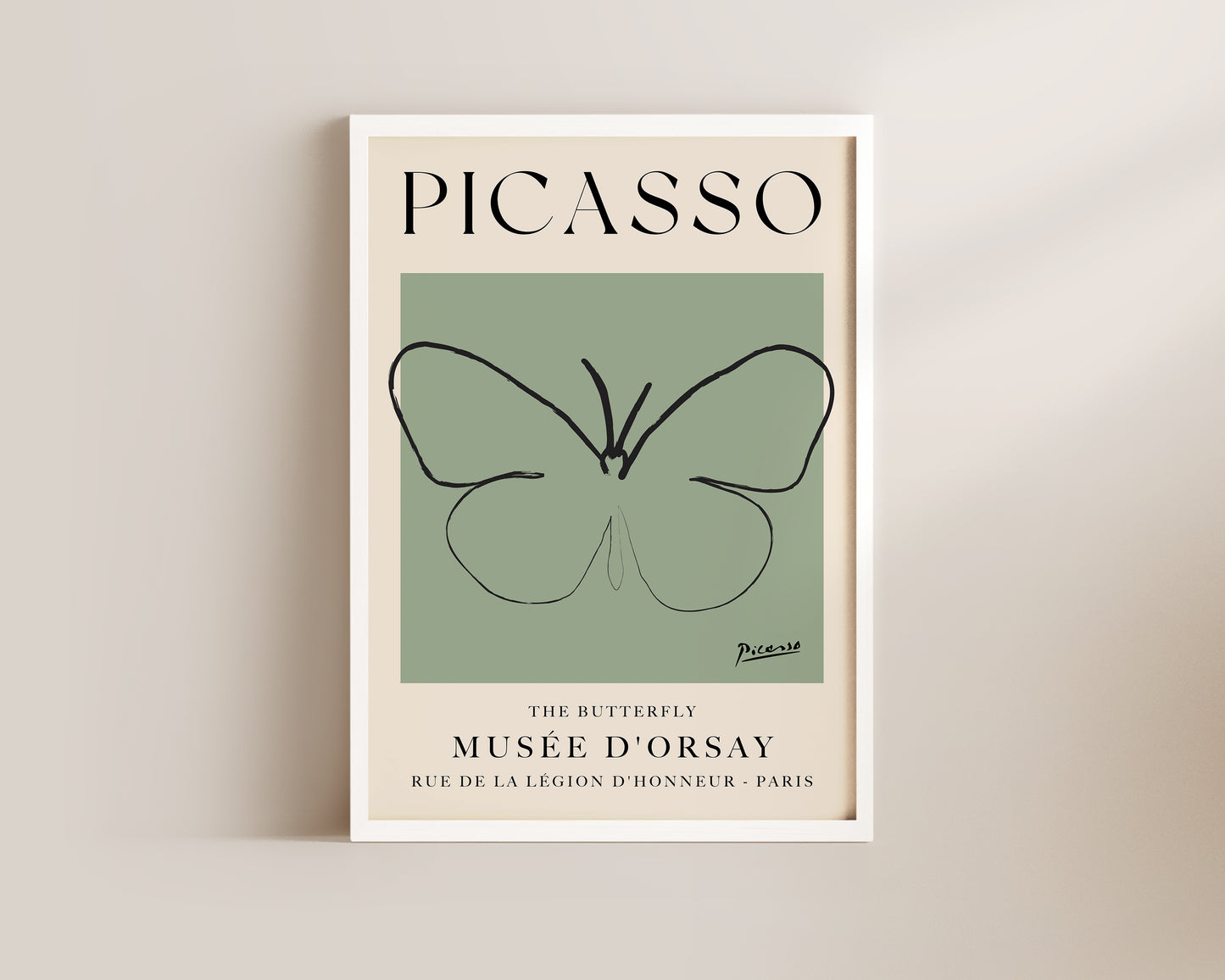 Picasso The Butterfly Art Wall Art Print In Green