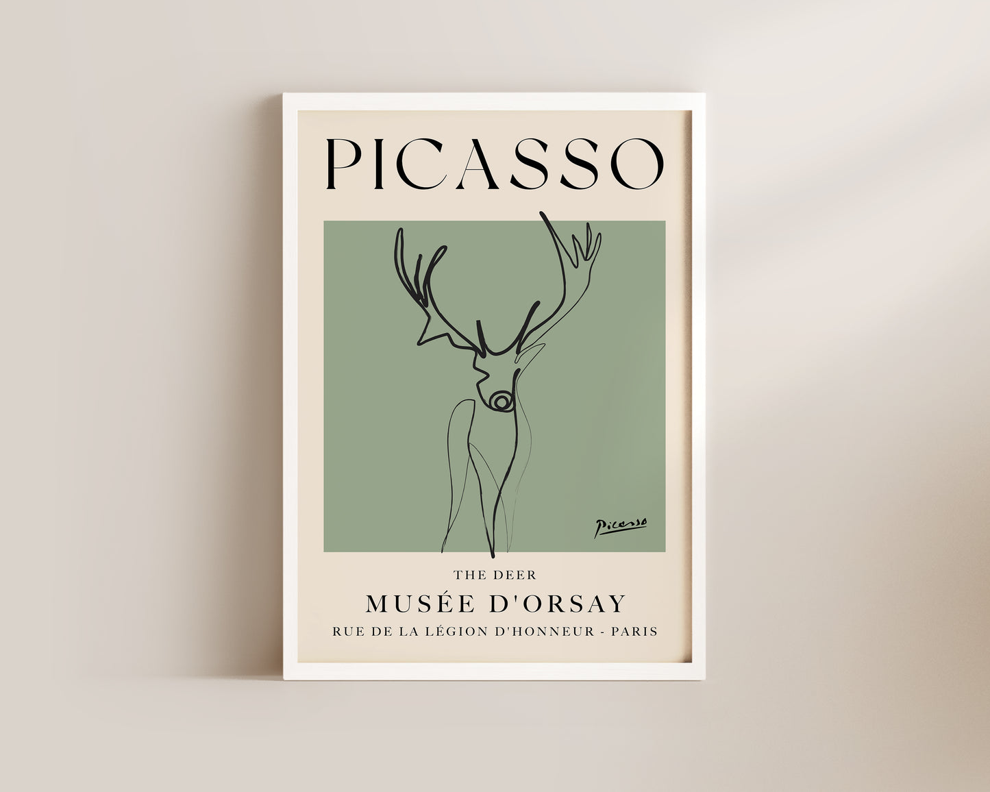Picasso The Deer Art Wall Art Print In Green