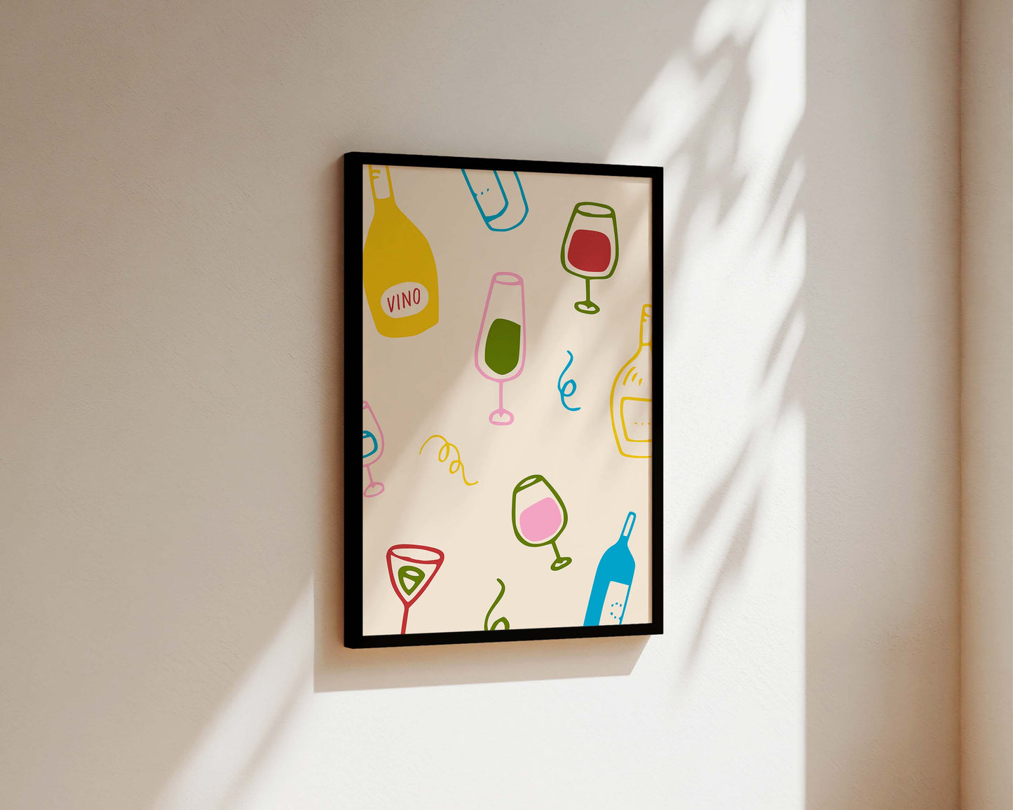Colourful Wine Glass Wall Art Print
