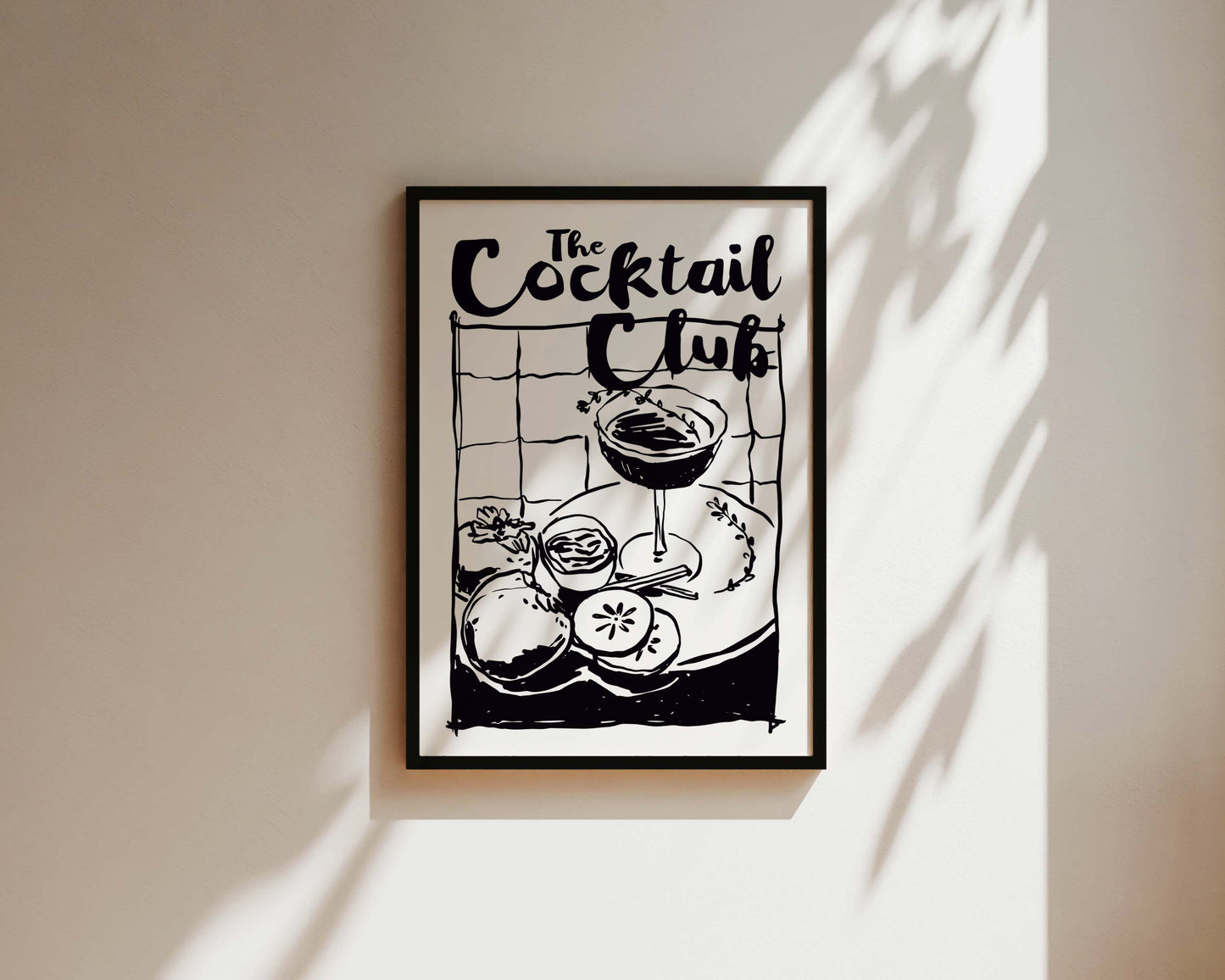 The Cocktail Club In Black Wall Art Print