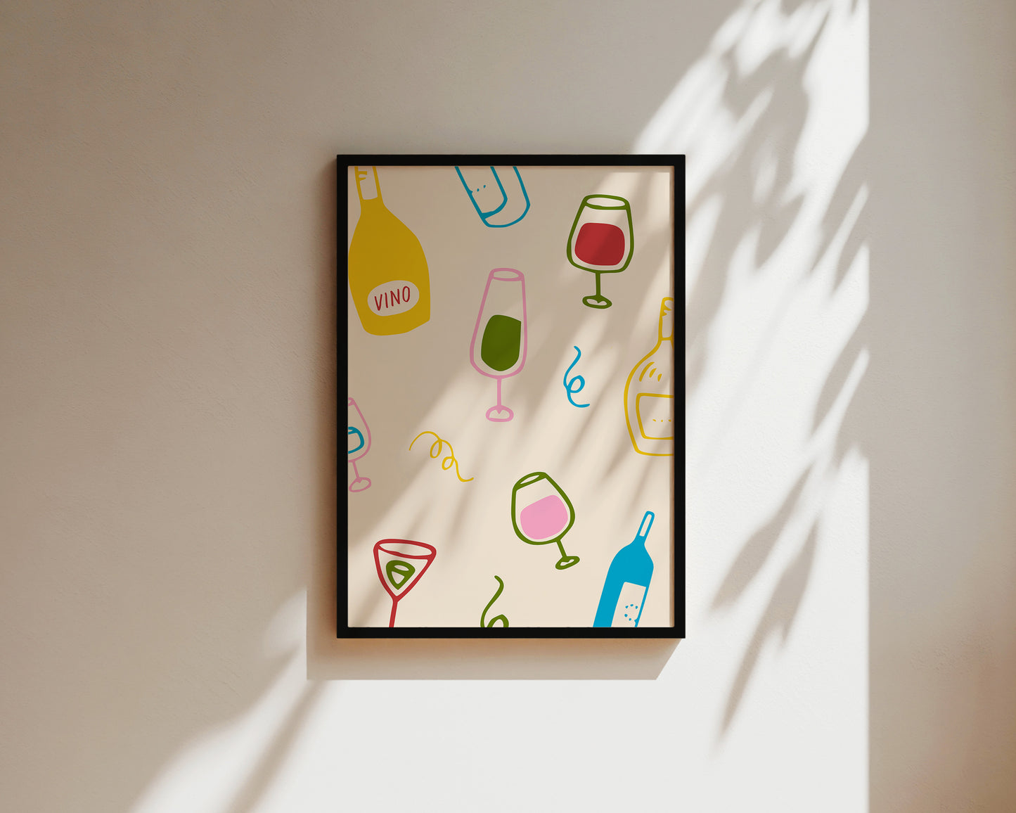 Colourful Wine Glass Wall Art Print