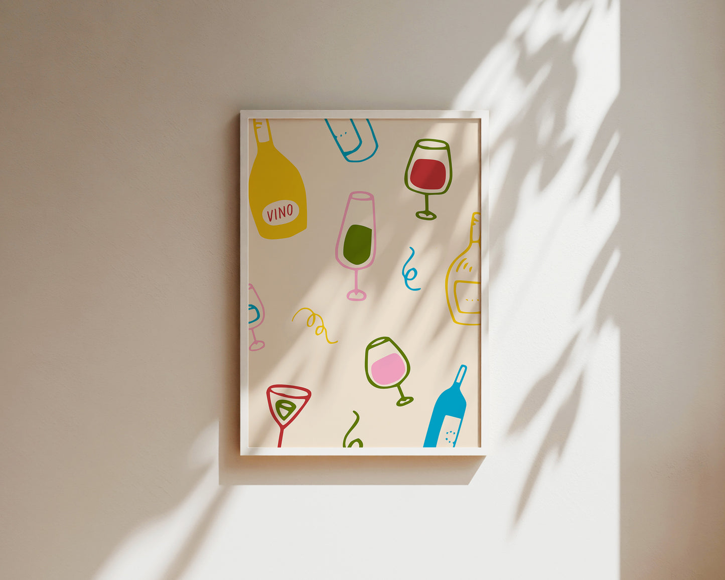 Colourful Wine Glass Wall Art Print