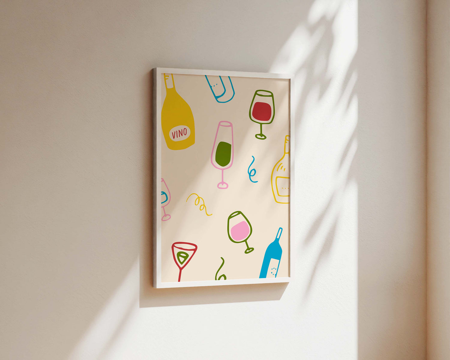 Colourful Wine Glass Wall Art Print
