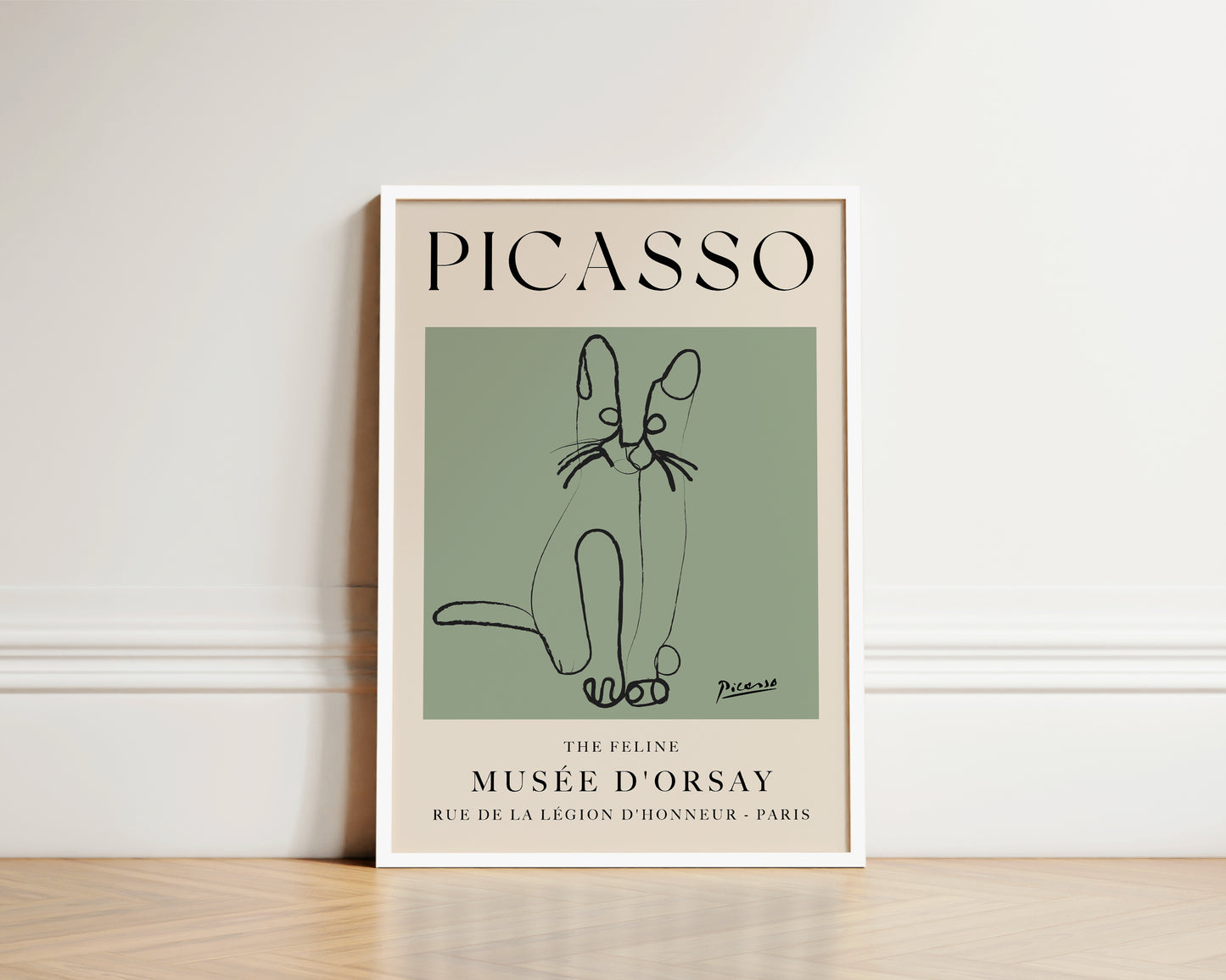 Picasso The Feline Art Wall Art Print In Green