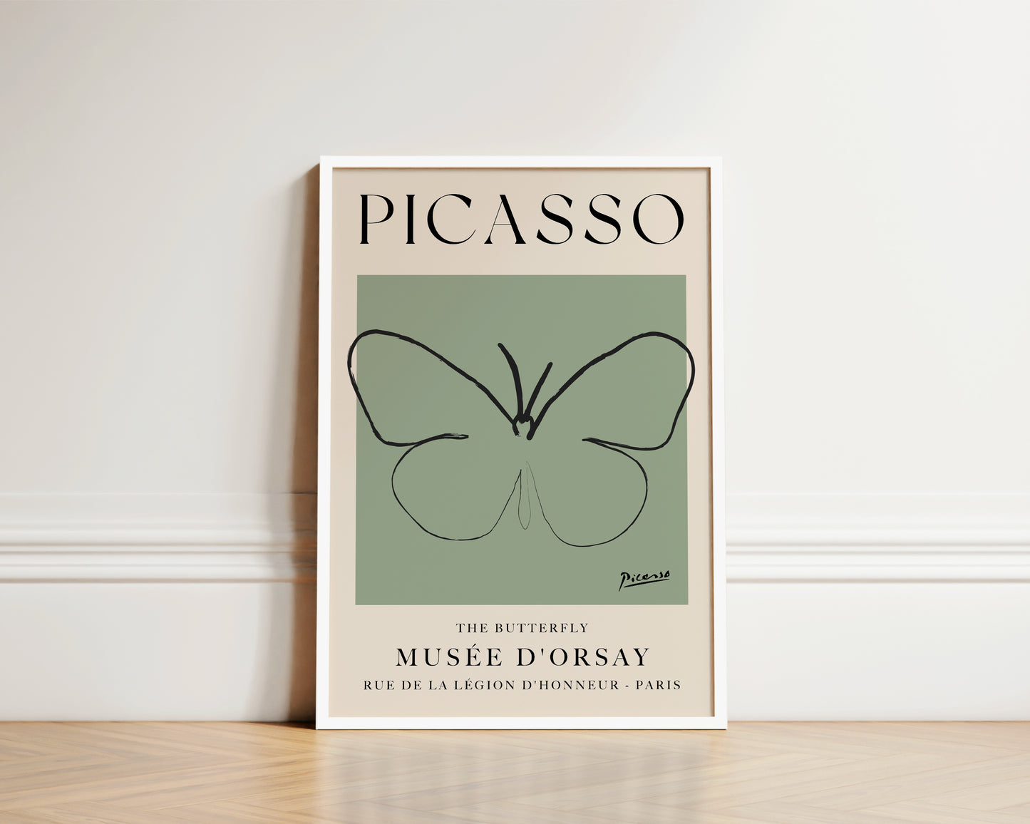 Picasso The Butterfly Art Wall Art Print In Green