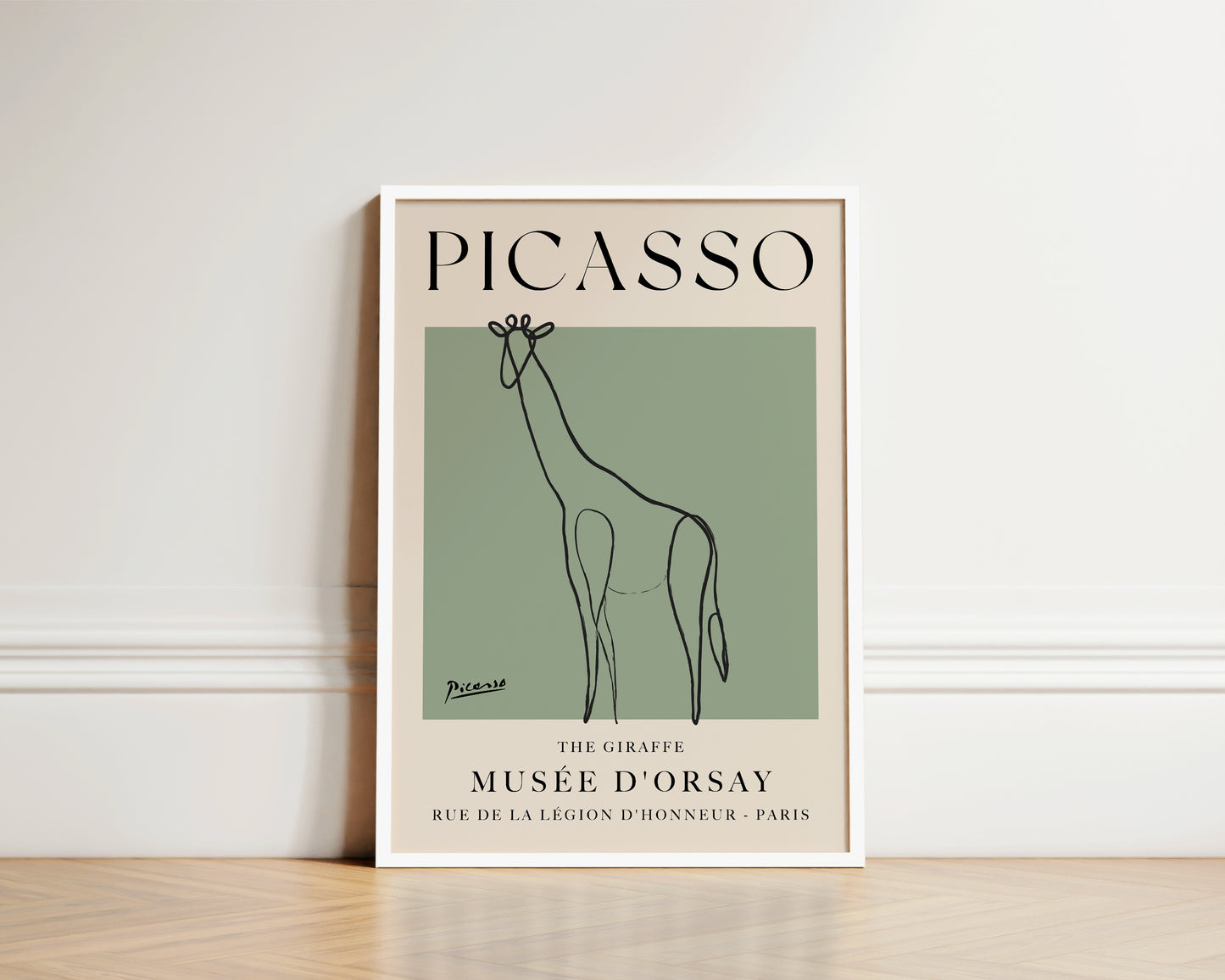 Picasso The Giraffe Art Wall Art Print In Green