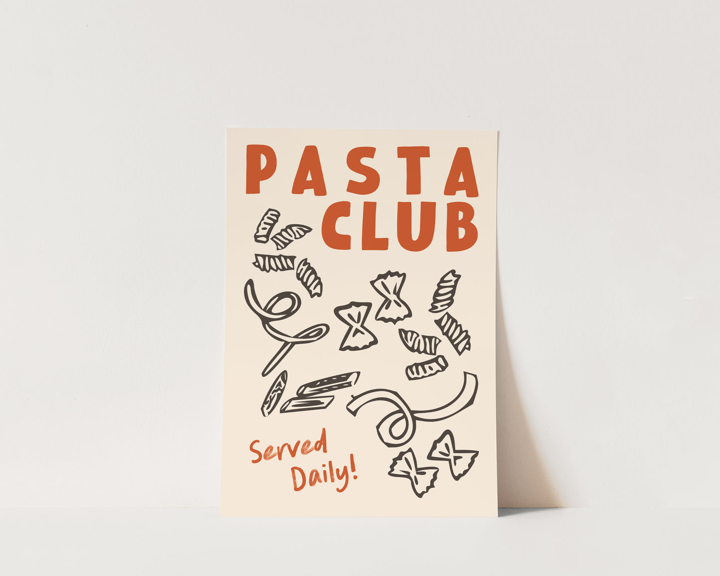 Pasta Club Shapes In Burnt Orange Wall Art Print